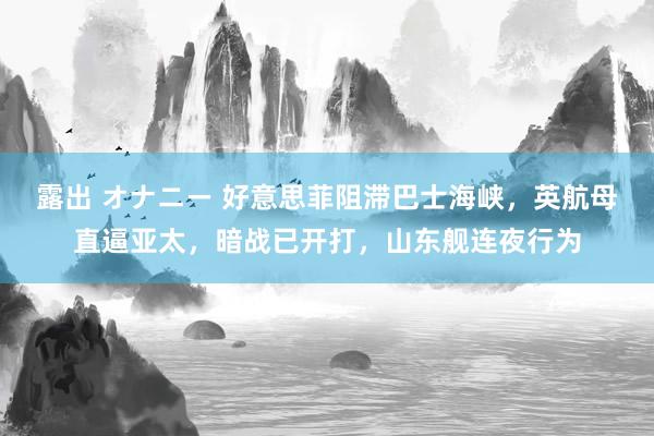 露出 オナニー 好意思菲阻滞巴士海峡,英航母直逼亚太,暗战已开打,山东舰连夜行为