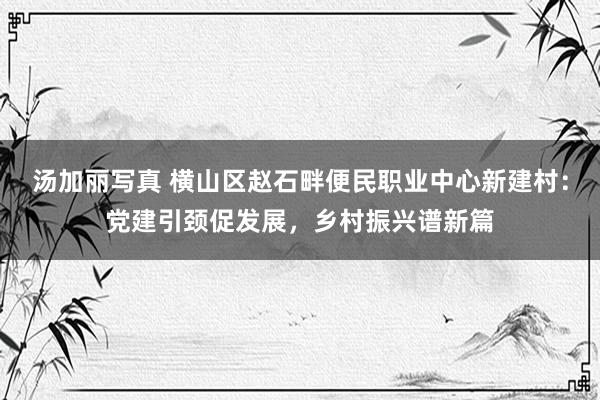 汤加丽写真 横山区赵石畔便民职业中心新建村：党建引颈促发展，乡村振兴谱新篇